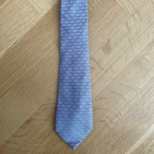 New in Box Chanel Neck Tie Medium Blue & Red Logo